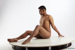 Nude Man Asian Sitting poses - simple Average Short Black Sitting poses - ALL Realistic